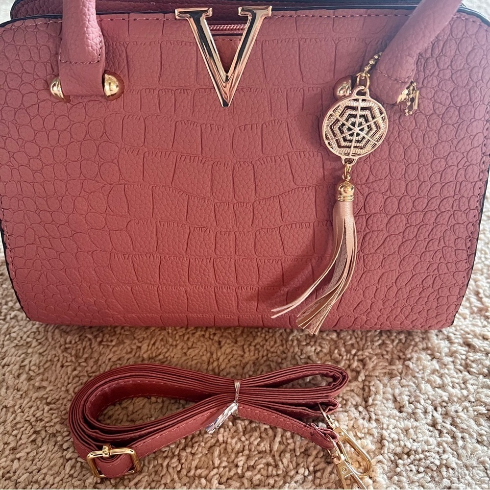 NWOT 🥀 Women's Crocodile Pattern Handle / Satchel Purse - Picture 9 of 9